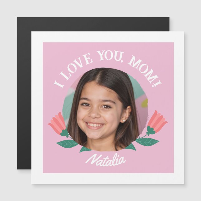 Personalised Photo Name Mother's Day I Love You  Magnetic Invitation (Front/Back)