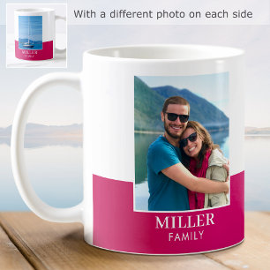 Personalised Photo Name Pink Modern Coffee Mug