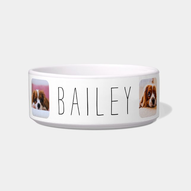 Personalised Photo Name Template Simple Pet Bowl (Front)
