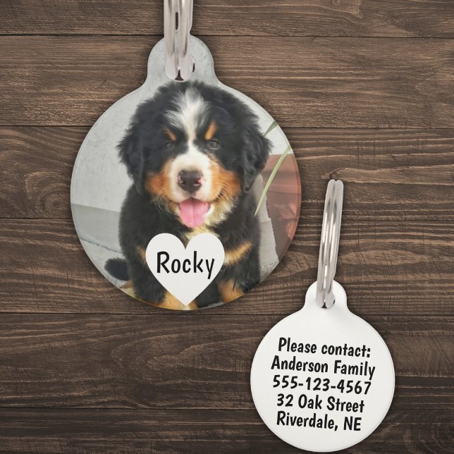 Personalised Photo, Name & Text (black) Pet Tag (Creator Uploaded)