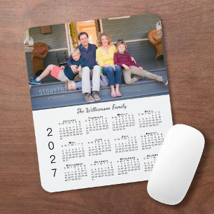 Personalised Photo Name White 2027 Calendar Mouse Mat