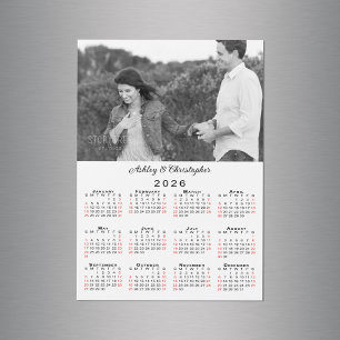Personalised Photo Names 2026 Calendar Magnet
