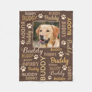 Personalised Photo Names Brown Dog Blanket