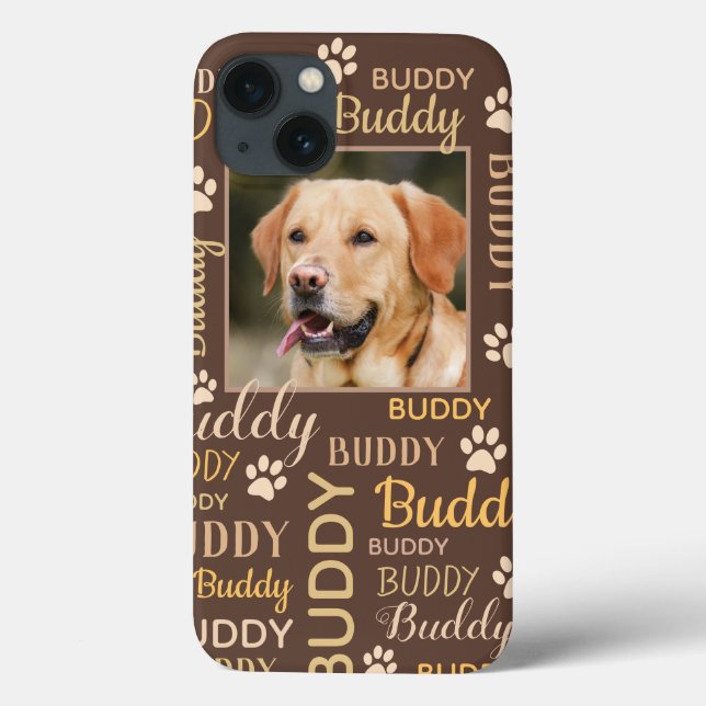 Personalised Photo Names Brown Dog Case-Mate iPhone Case (Back)
