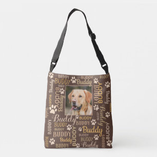 Personalised Photo Names Brown Dog Crossbody Bag
