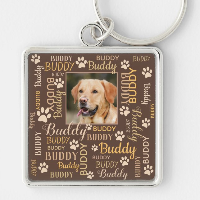 Personalised Photo Names | Brown Dog Key Ring (Front)