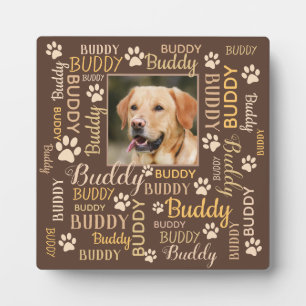 Personalised Photo Names Brown Dog Plaque