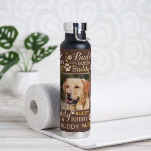 Personalised Photo Names   Brown Dog  Water Bottle