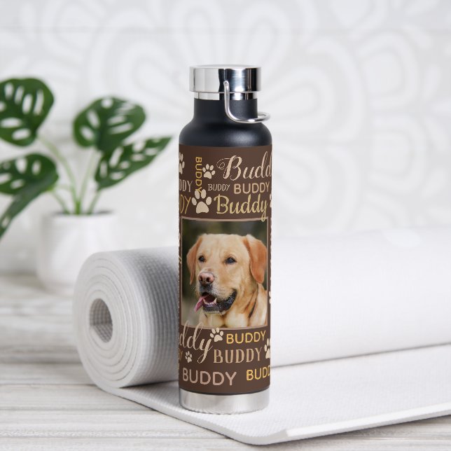 Personalised Photo Names | Brown Dog  Water Bottle (Yoga)