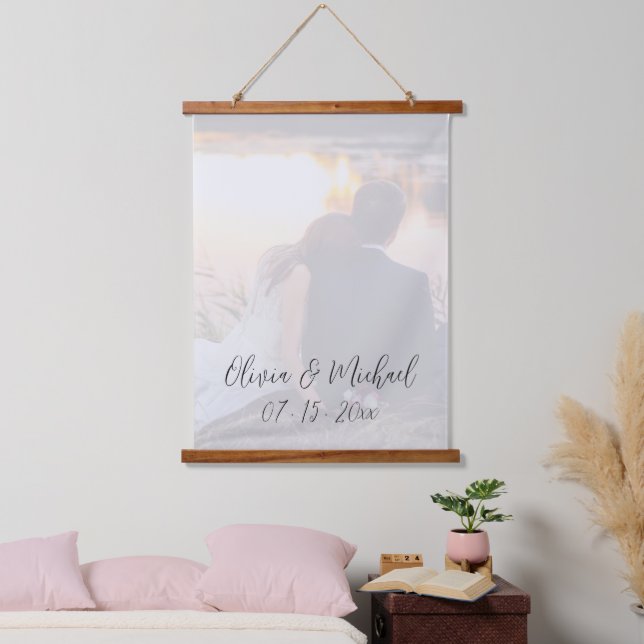 Personalised Photo Names Date Keepsake Hanging Tapestry (Bedroom)
