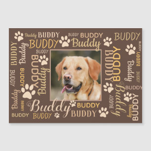 Personalised Photo Names Dog Card Magnet