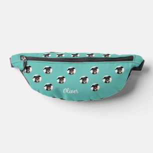 Personalised Photo Names Dog Photo Light Teal Bum Bags