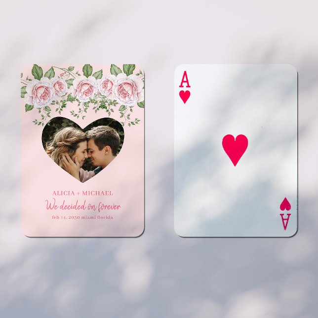 Personalised photo names newlyweds love heart playing cards (Creator Uploaded)