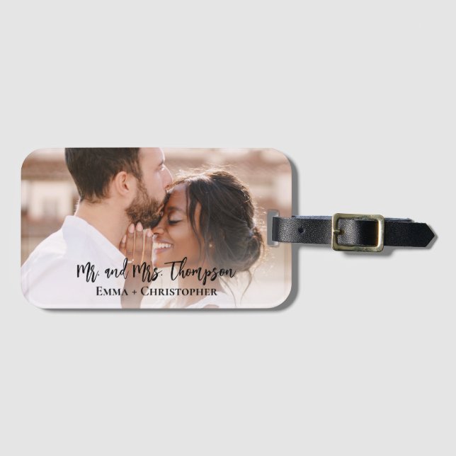 Personalised Photo Newlyweds Wedding Couple Luggage Tag (Front Horizontal)