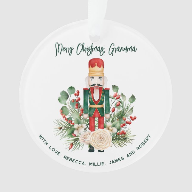 Personalised Photo Nutcracker Grandma Christmas Ornament (Front)