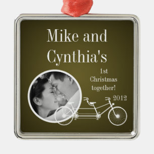 Personalised Photo Ornament Brown Double Bike