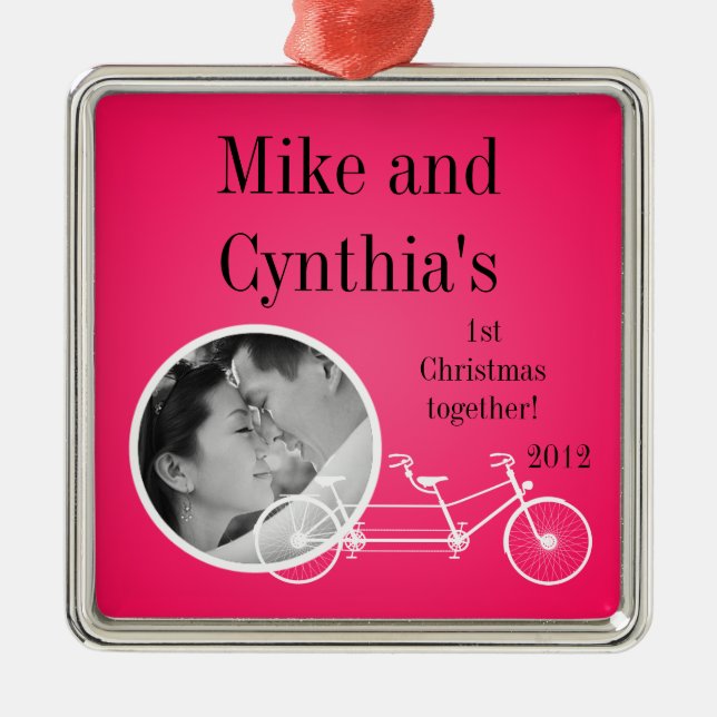 Personalised Photo Ornament Hot Pink Double Bike (Front)