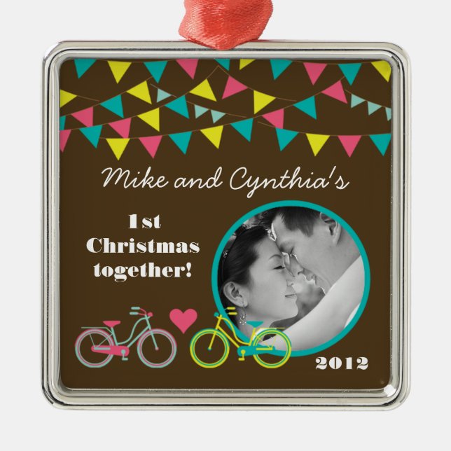 Personalised Photo Ornament Love Lovers Bikes (Front)