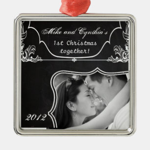 Personalised Photo Ornament Modern Chalkboard