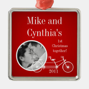 Personalised Photo Ornament Red Double Bike