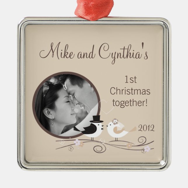 Personalised Photo Ornament Wedding Birds Bride (Front)