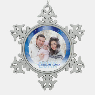 Personalised Photo Ornaments   Pewter Snowflake