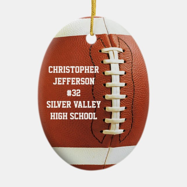 Personalised Photo Oval Football Sports Ornament (Front)