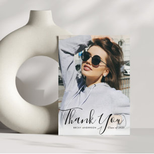 Personalised photo overlay graduation thank you postcard