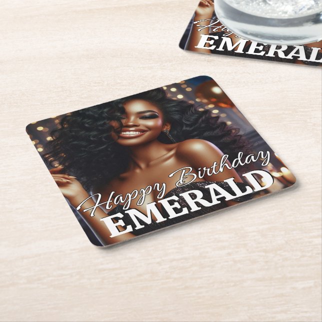 Personalised Photo Party Square Paper Coaster (Angled)