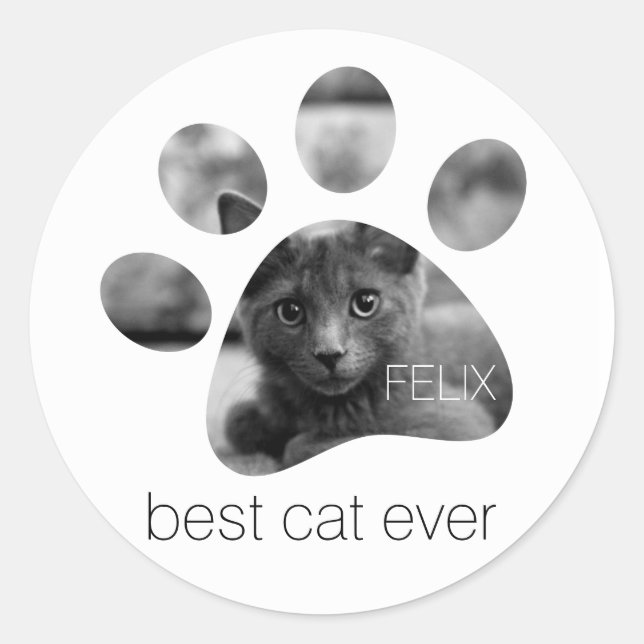 Personalised Photo Paw Print Classic Round Sticker (Front)