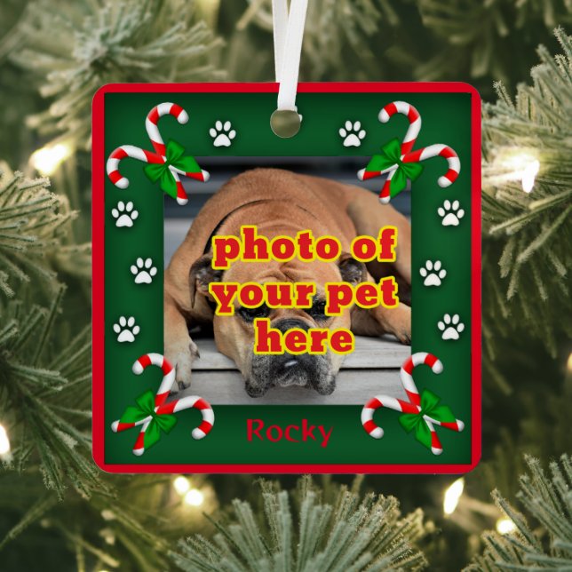 Personalised Photo Pet Christmas Tree Trim Metal Tree Decoration (Insitu)