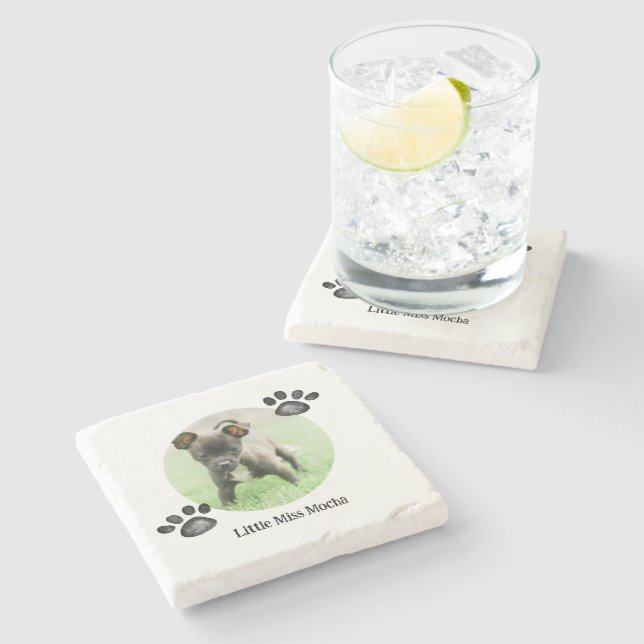 Personalised Photo Pet Dog Coaster (Side)