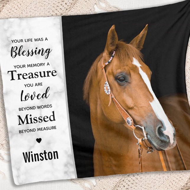 Personalised Photo Pet Loss Horse Memorial Fleece Blanket (Creator Uploaded)