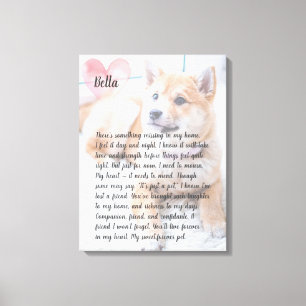 Personalised photo pet memorial poem  canvas print