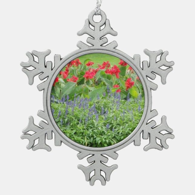 Personalised Photo Pewter Snowflake Ornament (Front)