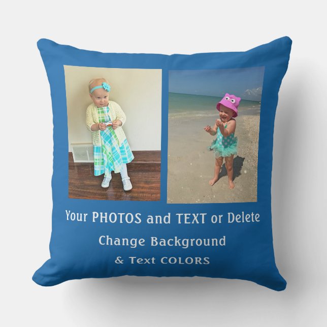Personalised Photo Pillow, Text, Colours, 3 Photos Cushion (Front)