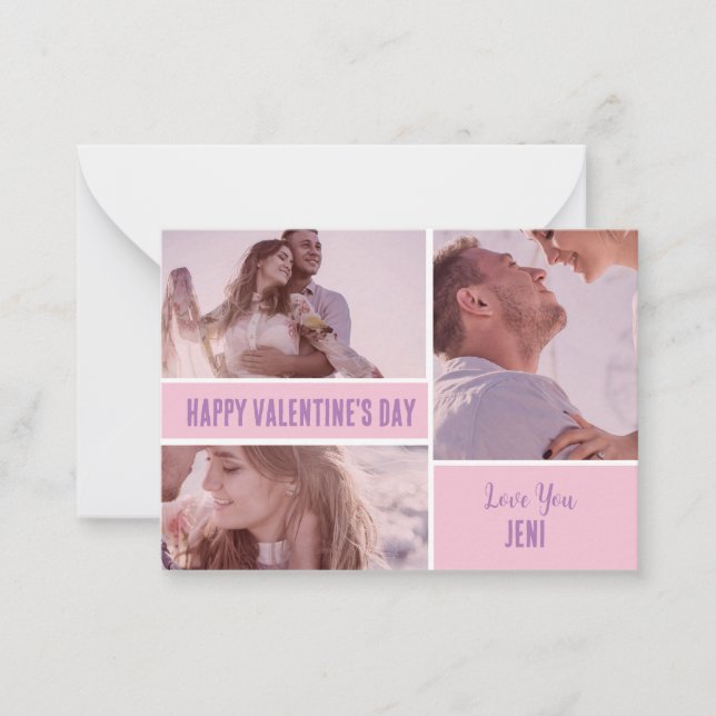 Personalised Photo Pink Minimalised Valentines Day Card (Front)