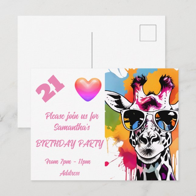 Personalised Photo Postcard Birthday Invitation (Front/Back)