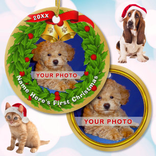 Personalised Photo Puppy's 1st Christmas Ornament