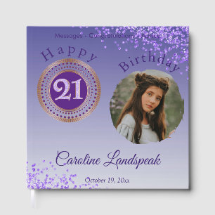 Personalised Photo Purple Glitter, 21st Birthday Guest Book
