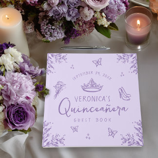 Personalised Photo Purple Quinceanera Guest Book
