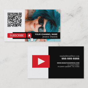 Personalised Photo & QR Code, Youtube - Vlogger Business Card