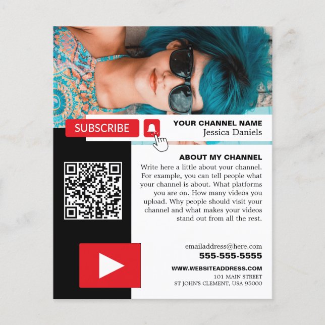 Personalised Photo & QR Code, Youtube - Vlogger Flyer (Front)