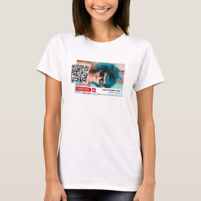 Personalised Photo & QR Code, Youtube - Vlogger T-Shirt (Front)