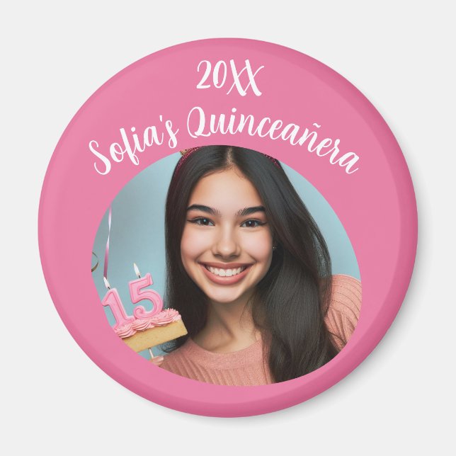 Personalised Photo Quinceañera Birthday Keepsake Magnet (Front)