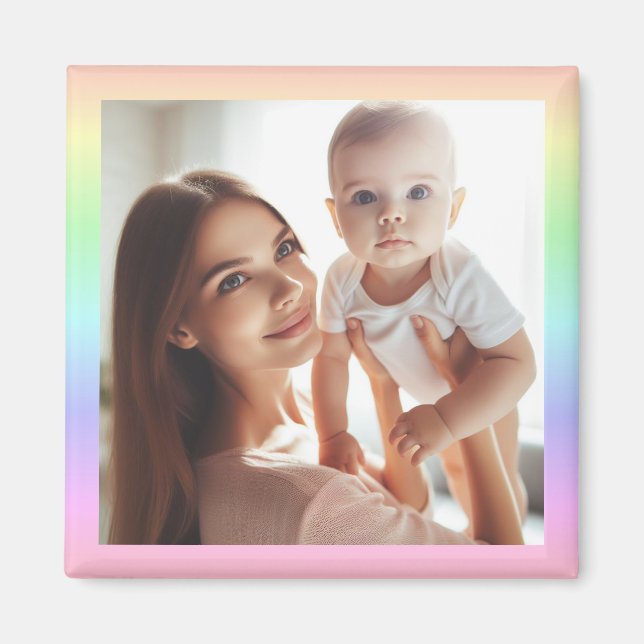 Personalised Photo Rainbow Colourful Elegant Fun Magnet (Front)