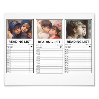 Personalised Photo Reading List Bookmark Print