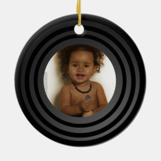 Personalised Photo Retro Vinyl Album Keepsake Ceramic Tree Decoration