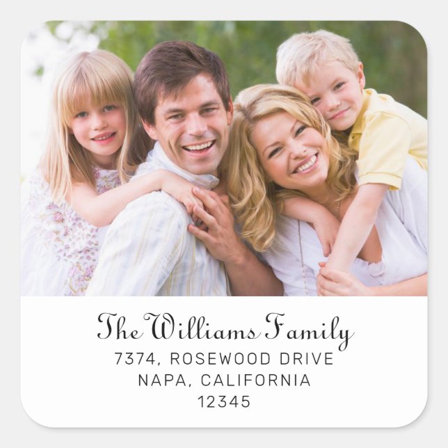 Personalised Photo Return Address Square Stickers (Front)