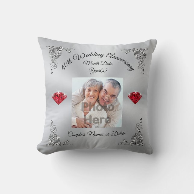 Personalised Photo Ruby Gifts for 40th Anniversary Cushion (Front)